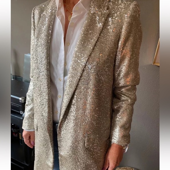 Massimo Dutti Silver Sequin Blazer - Picture 4 of 9